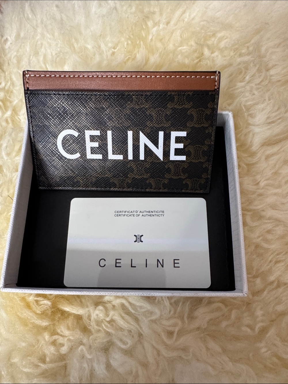 Celine Card Holder in Brown & Tan with Monogram